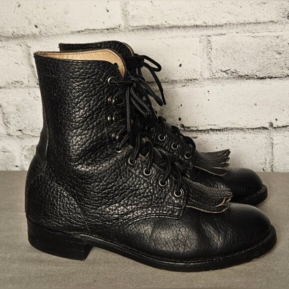 Vintage Brahma Canada West Black Leather Work Boots Lace-to-Toe Size 6 - Picture 5 of 12